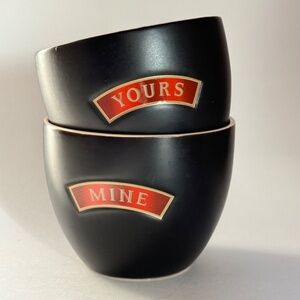BAILEYS Pair (2) of Ceramic Bowls/Cups MINE & YOURS
